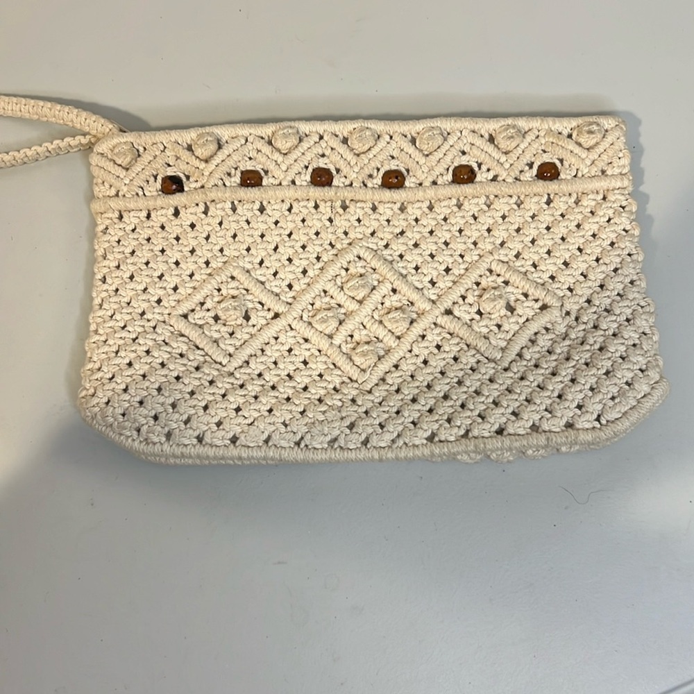 Macrame Clutch with Beading Arm Strap small size